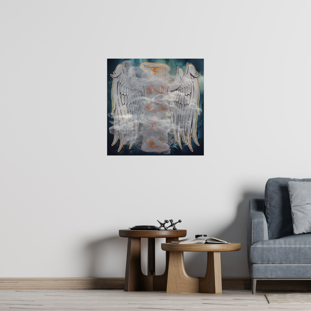 „Engelsflügel in Wolken“ – Ätherisches Metall-Wandbild – Spirituelles Himmelsdekor - Image 2