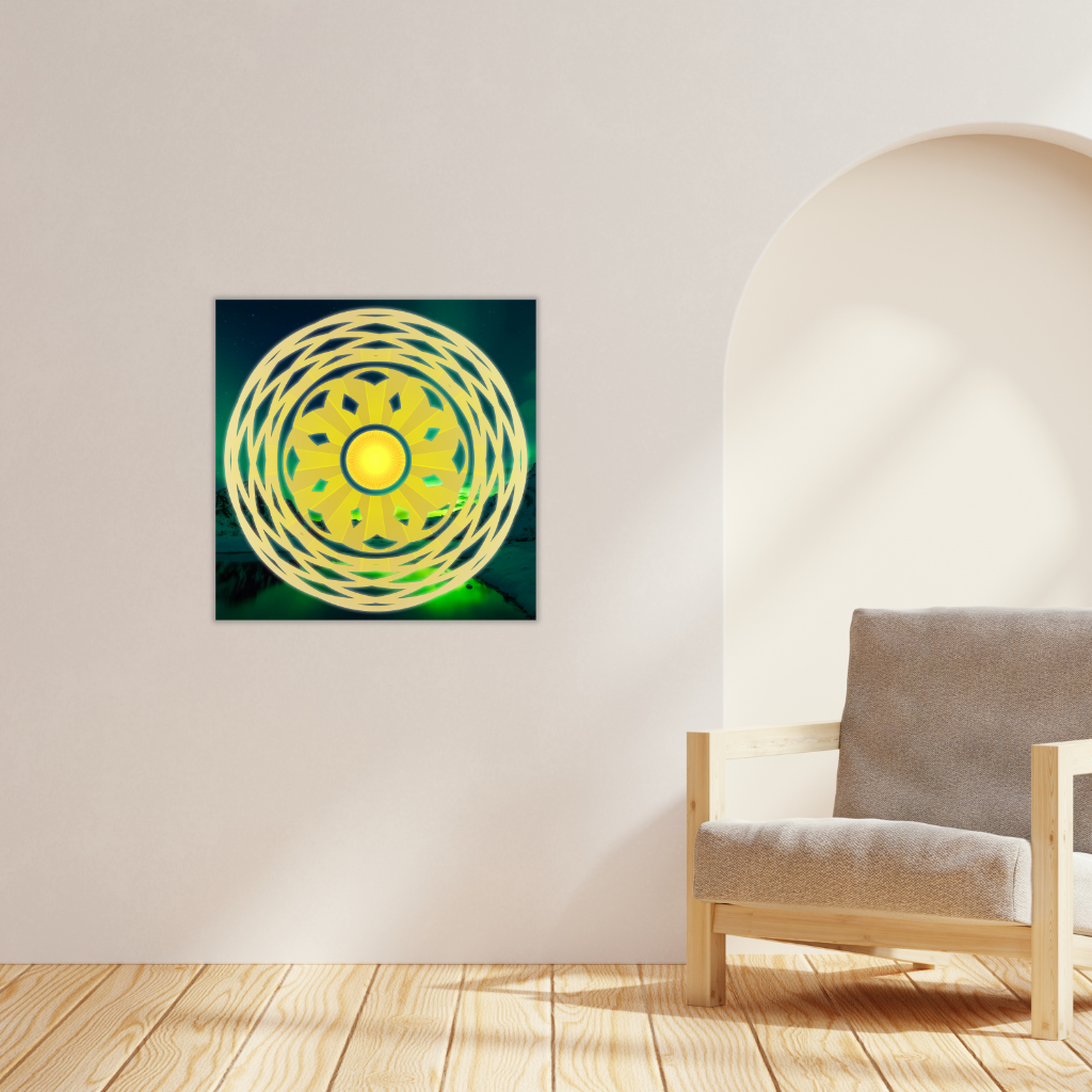 „Energie-Sonnenschutzsymbol“ – Kosmisches Mandala-Wandbild aus Metall – Lebendiges Universum-Dekor - Image 2