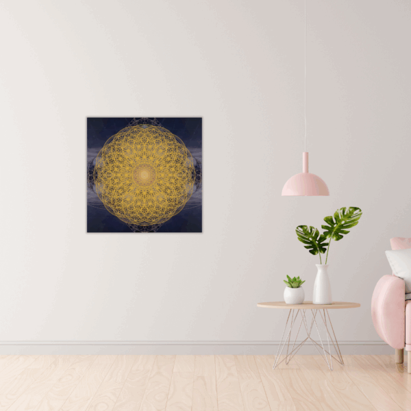 „Blume des Lebens Mandala“ – Goldenes Universalsymbol Metallwandbild – Kosmische Geometrie - Image 2