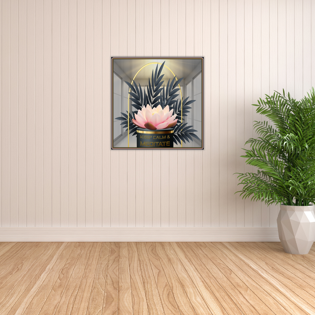 „Keep Calm & Meditate“ Lotusblume Zen Metallwandbild – Ruhiges Dekor - Image 2