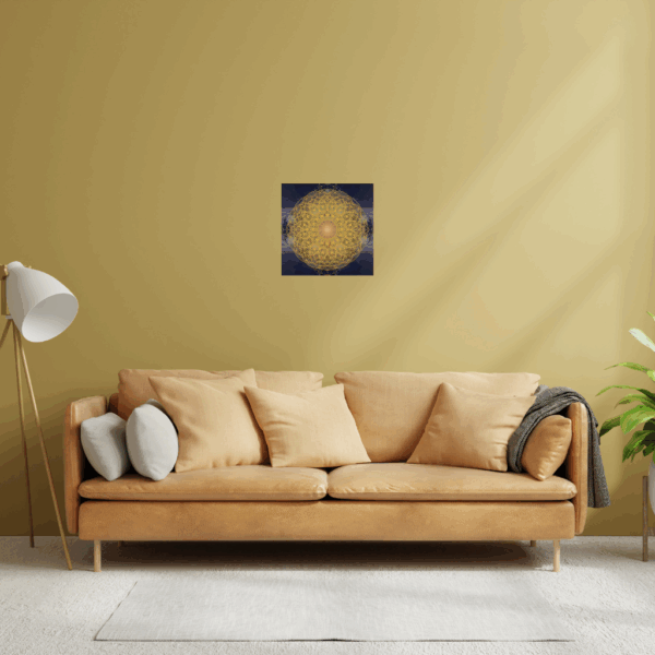 „Blume des Lebens Mandala“ – Goldenes Universalsymbol Metallwandbild – Kosmische Geometrie - Image 3