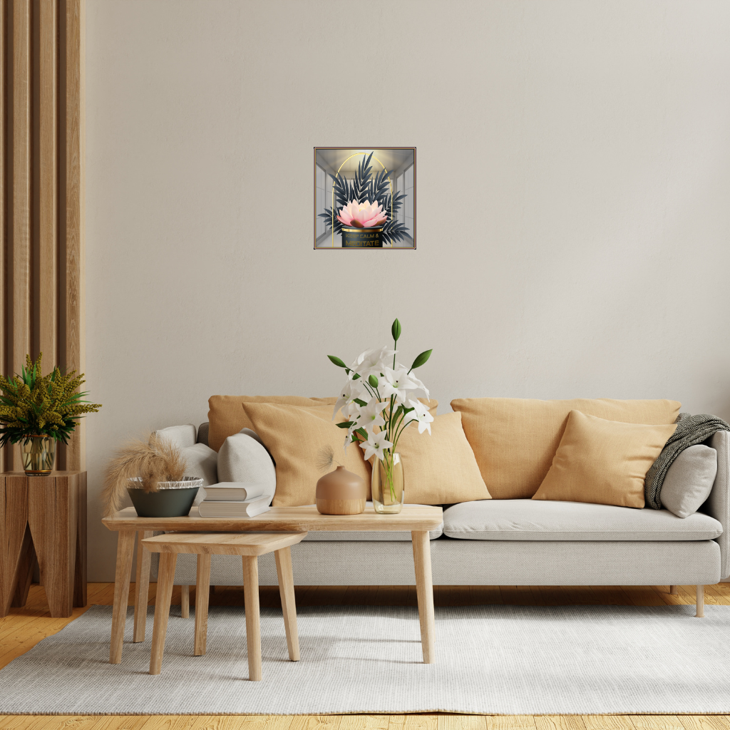 „Keep Calm & Meditate“ Lotusblume Zen Metallwandbild – Ruhiges Dekor - Image 3