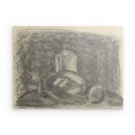 „Shadowed Depths“ – Vintage-Tuschezeichnung 1984, Metallwandbild