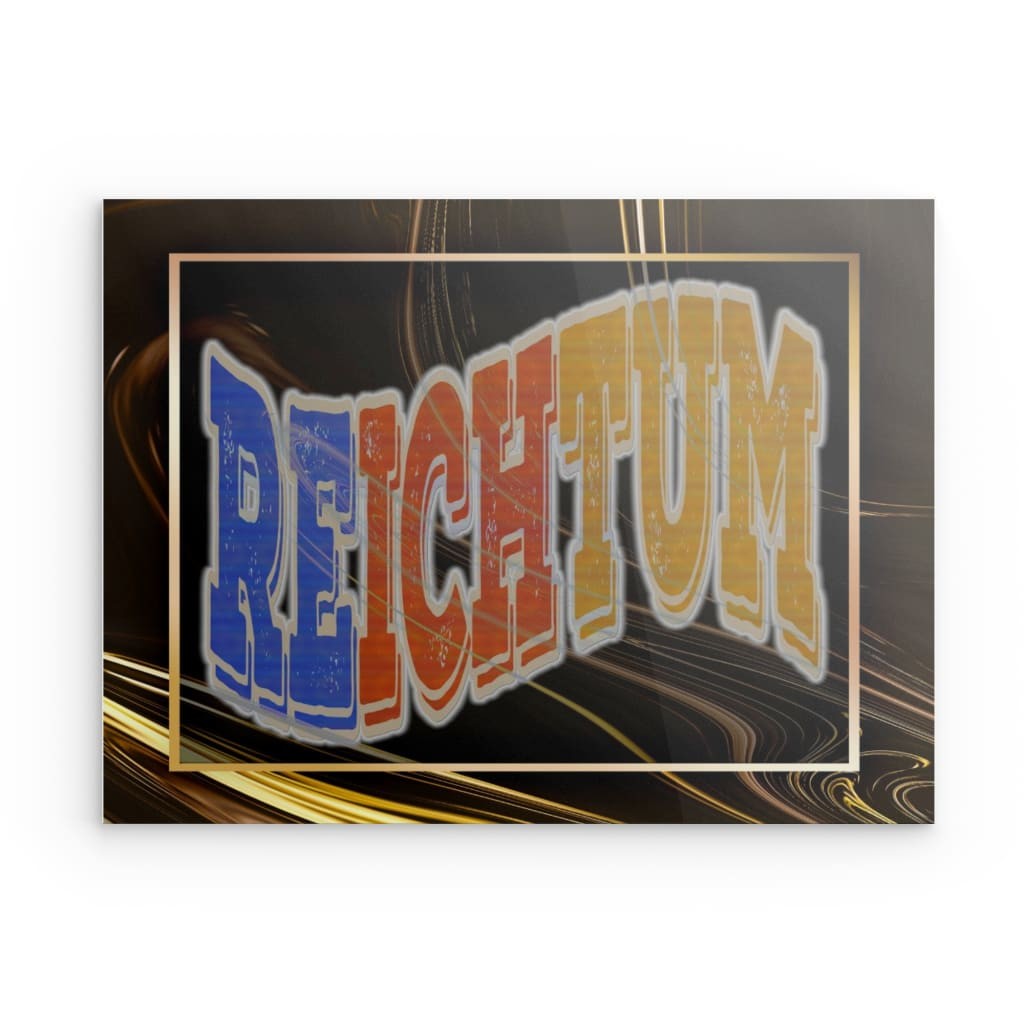 "Reichtum" Metall-Wandbild – Fülle & Wohlstands-Dekor