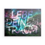 : "Lebe deinen Traum" Galaxie-Wald Metall-Wandbild – Kosmische Traumlandschaft