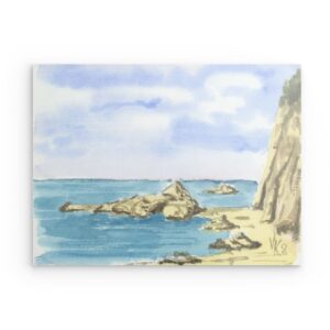Almyra Beach, Griechenland – Metallwandbild – Küsten-Aquarell