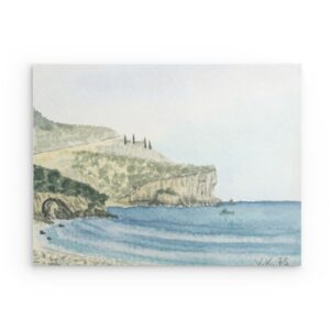 Metallwandbild Livadi Beach Thassos – Griechische Küstenszene im Vintage-Stil