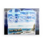Metallwandbild „Griechische Küste“ – Mediterrane Meereslandschaft
