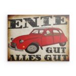 „Ente Gut, alles gut“ Metallwandbild – Citroën 2CV Oldtimer-Dekor