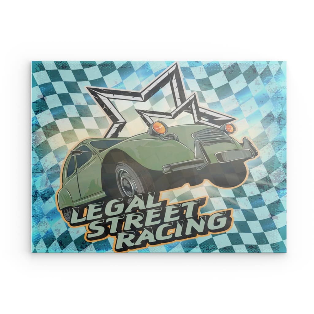 „Legal Street Racing – 2CV Ente“ Metall-Wandbild – Oldtimer-Rennsport-Dekor
