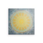 Mandala Sky Light „Universum“ Metallwandbild – Gelbes, himmlisches, abstraktes Dekor