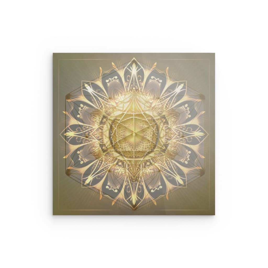 Goldenes Mandala „Holy Creation“ – Wandbild aus Metall – Heiliges geometrisches Dekor