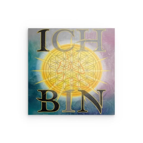 ICH BIN Sonnenmeditation Metallwandbild – Affirmation & Heilige Geometrie
