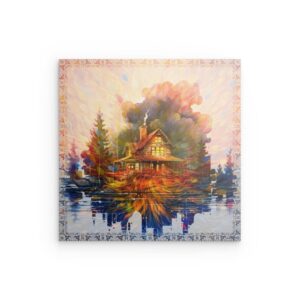 Metallwandbild „Home of a Lightworker“ – Herbstliche Hausmalerei