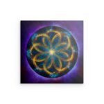 Infinity Flower Metallwandbild – Kosmische Blume des Lebens, Galaxie-Dekor