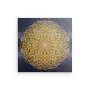 „Blume des Lebens Mandala“ – Goldenes Universalsymbol Metallwandbild – Kosmische Geometrie