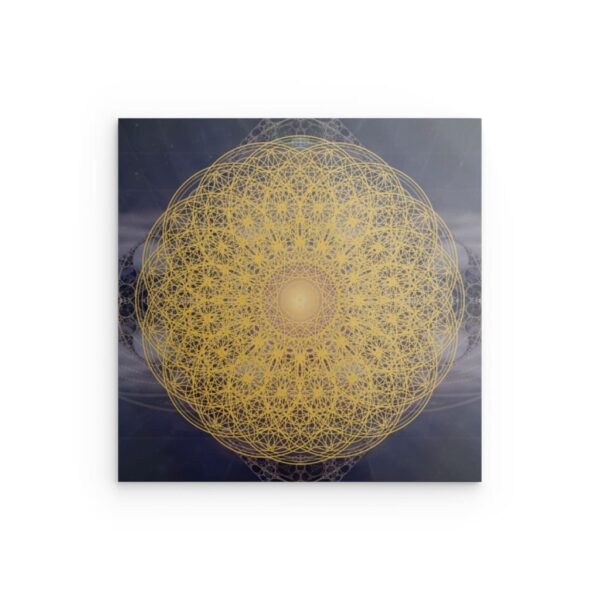 „Blume des Lebens Mandala“ – Goldenes Universalsymbol Metallwandbild – Kosmische Geometrie