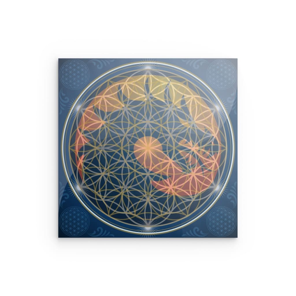 „Blume des Drachenlebens“ – Metallwandbild mit Heiliger Geometrie – Himmlische Harmonie