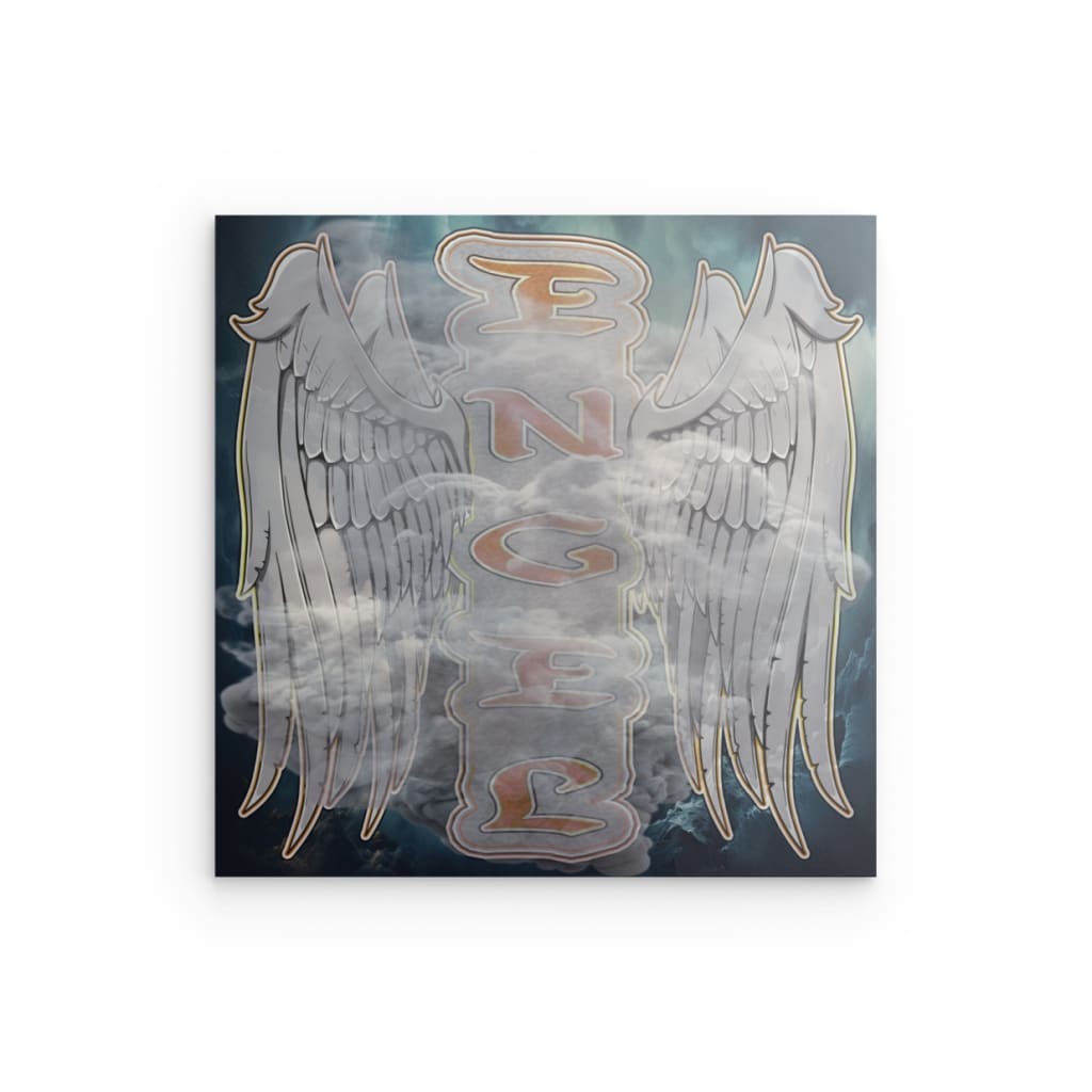 „Engelsflügel in Wolken“ – Ätherisches Metall-Wandbild – Spirituelles Himmelsdekor