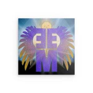 Metallwandbild „Erzengel Michael Symbol“ mit geflügeltem Schwert – Dekoration für göttlichen Schutz