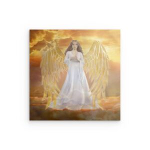 „Engel der Fülle“ – Metallwandbild mit goldenen Flügeln – Himmlische Gnade