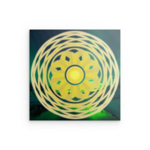 „Energie-Sonnenschutzsymbol“ – Kosmisches Mandala-Wandbild aus Metall – Lebendiges Universum-Dekor