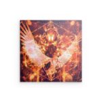 „Engelszeichen Goldfeuer“ – Himmlisches Strahlen – Metallwandbild – Feuriges spirituelles Dekor