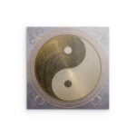Metallwandbild „Goldener Drache – Yin Yang Blume des Lebens“ – Harmonie & Energie