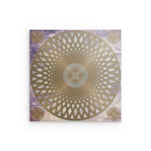 Metallwandbild „Goldenes Radsymbol“ – Heilige Geometrie