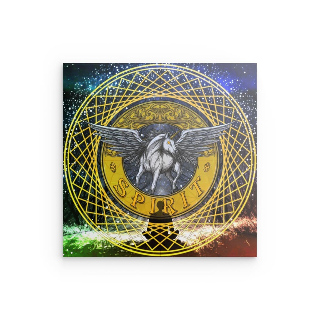 Spirit Pegasus Mandala Metallwandbild – Mythisches kosmisches Dekor
