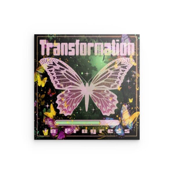 Transformation Butterfly Progress Metallwandbild – Bestärkendes Insektendekor