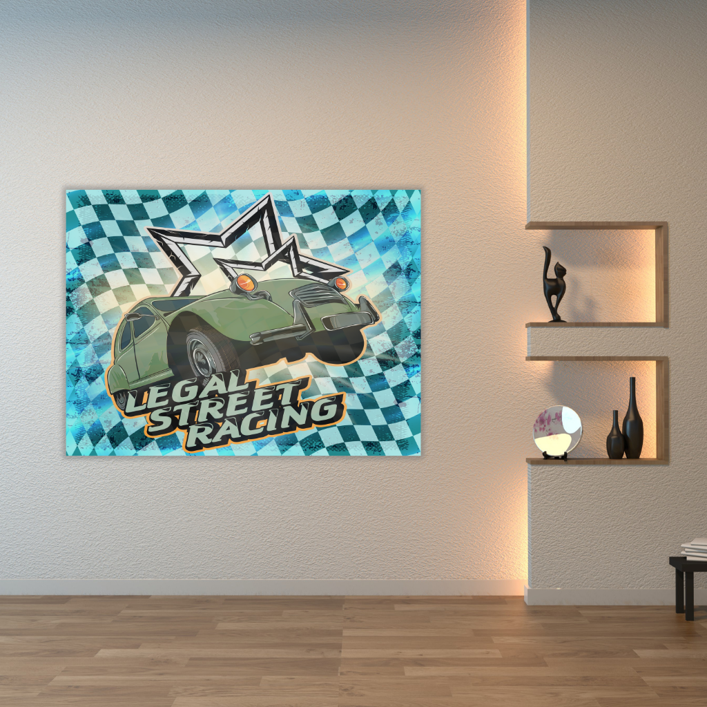 „Legal Street Racing – 2CV Ente“ Metall-Wandbild – Oldtimer-Rennsport-Dekor - Image 4