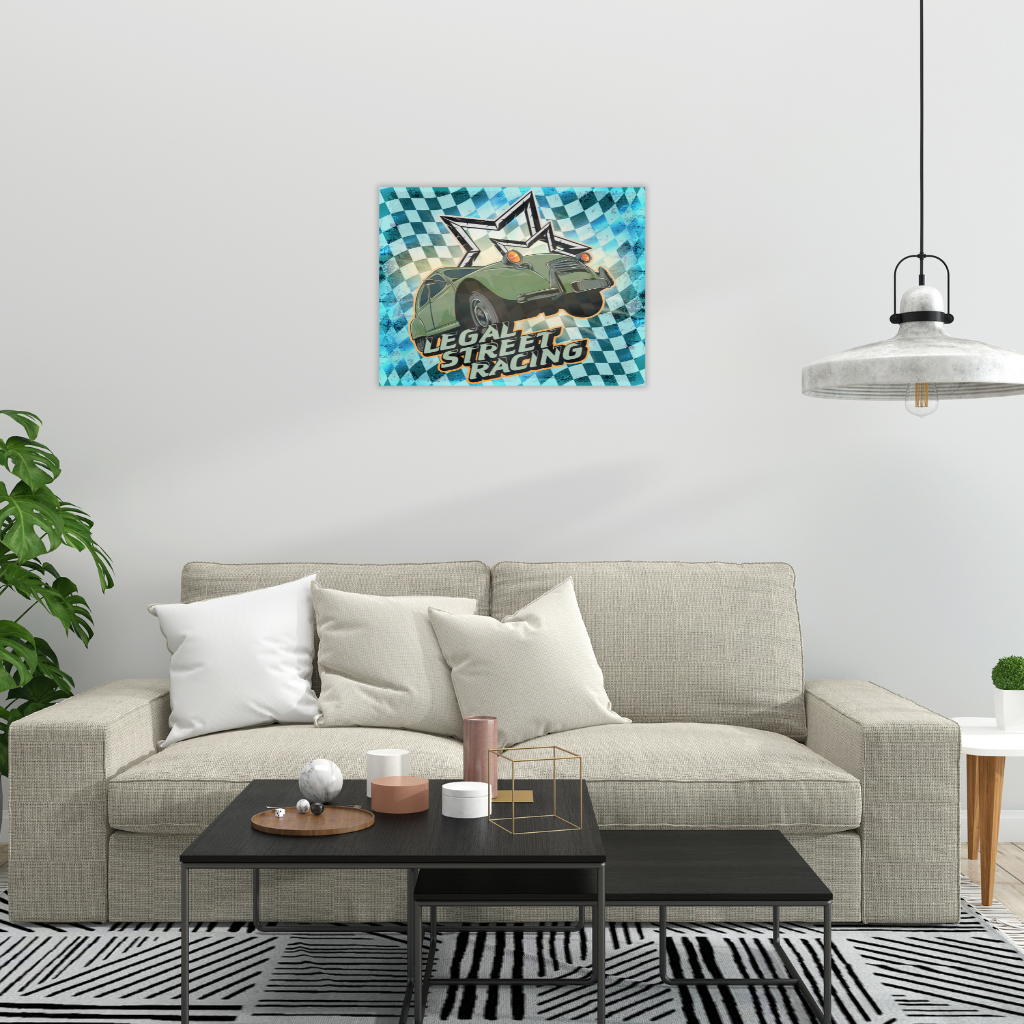 „Legal Street Racing – 2CV Ente“ Metall-Wandbild – Oldtimer-Rennsport-Dekor - Image 2