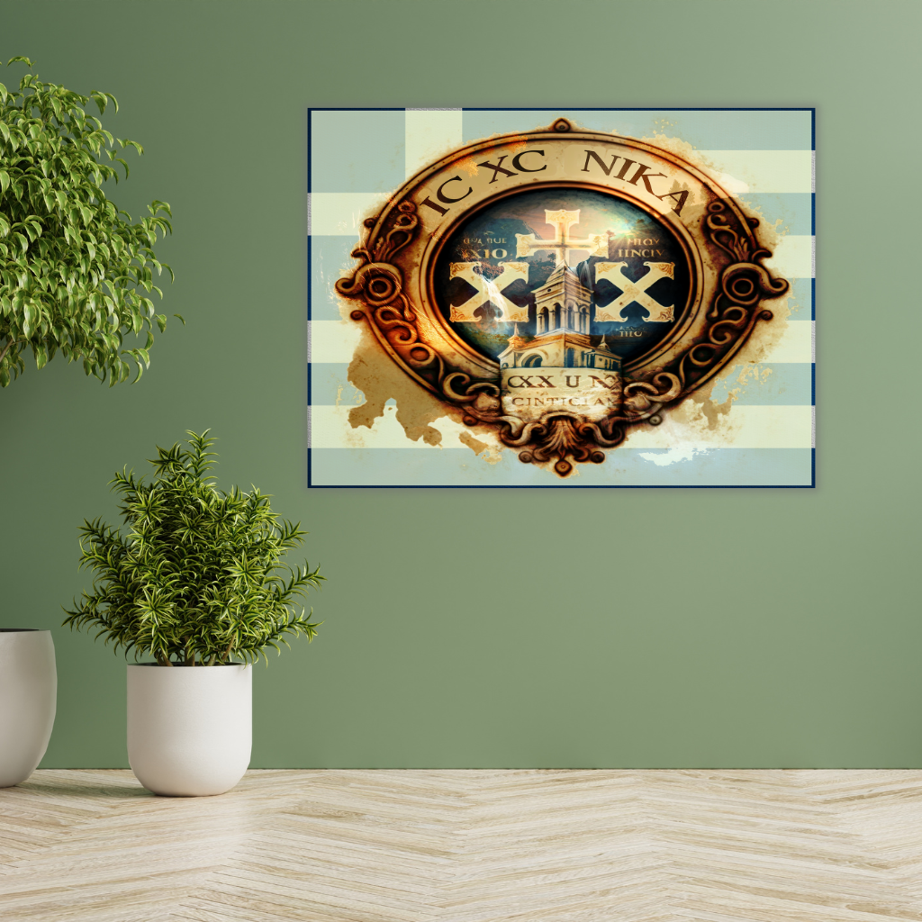 „IC XC NIKA“ Metallwandbild Kirche & Kreuz – Griechisch-christliches Erbe - Image 4