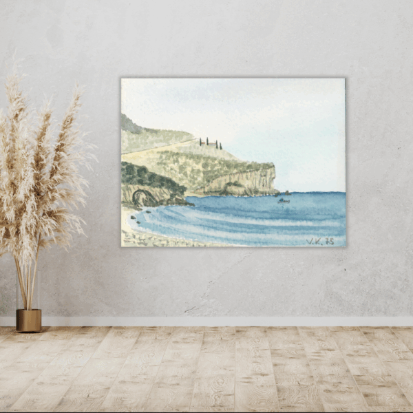 Metallwandbild Livadi Beach Thassos – Griechische Küstenszene im Vintage-Stil - Image 4