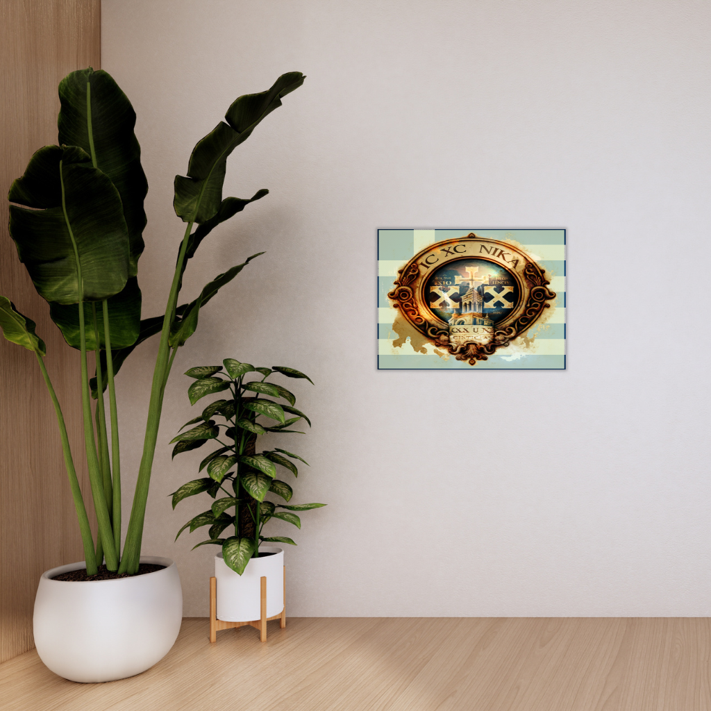 „IC XC NIKA“ Metallwandbild Kirche & Kreuz – Griechisch-christliches Erbe - Image 2