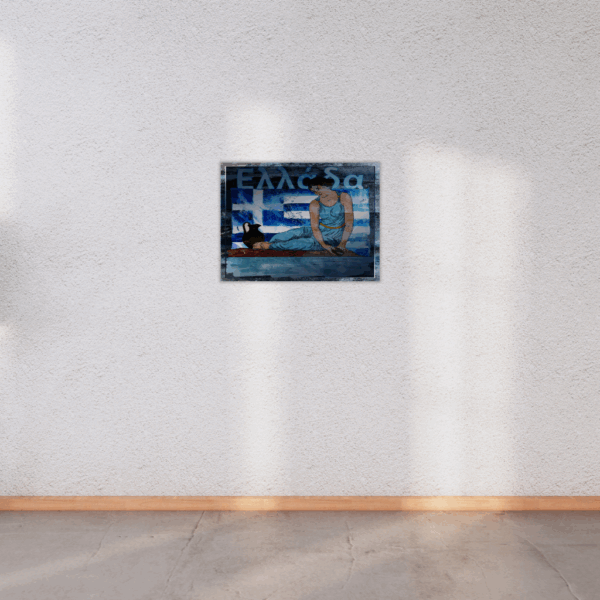 Griechische Frau & Flagge – Metallwandbild – Inspiration aus dem antiken Griechenland - Image 4
