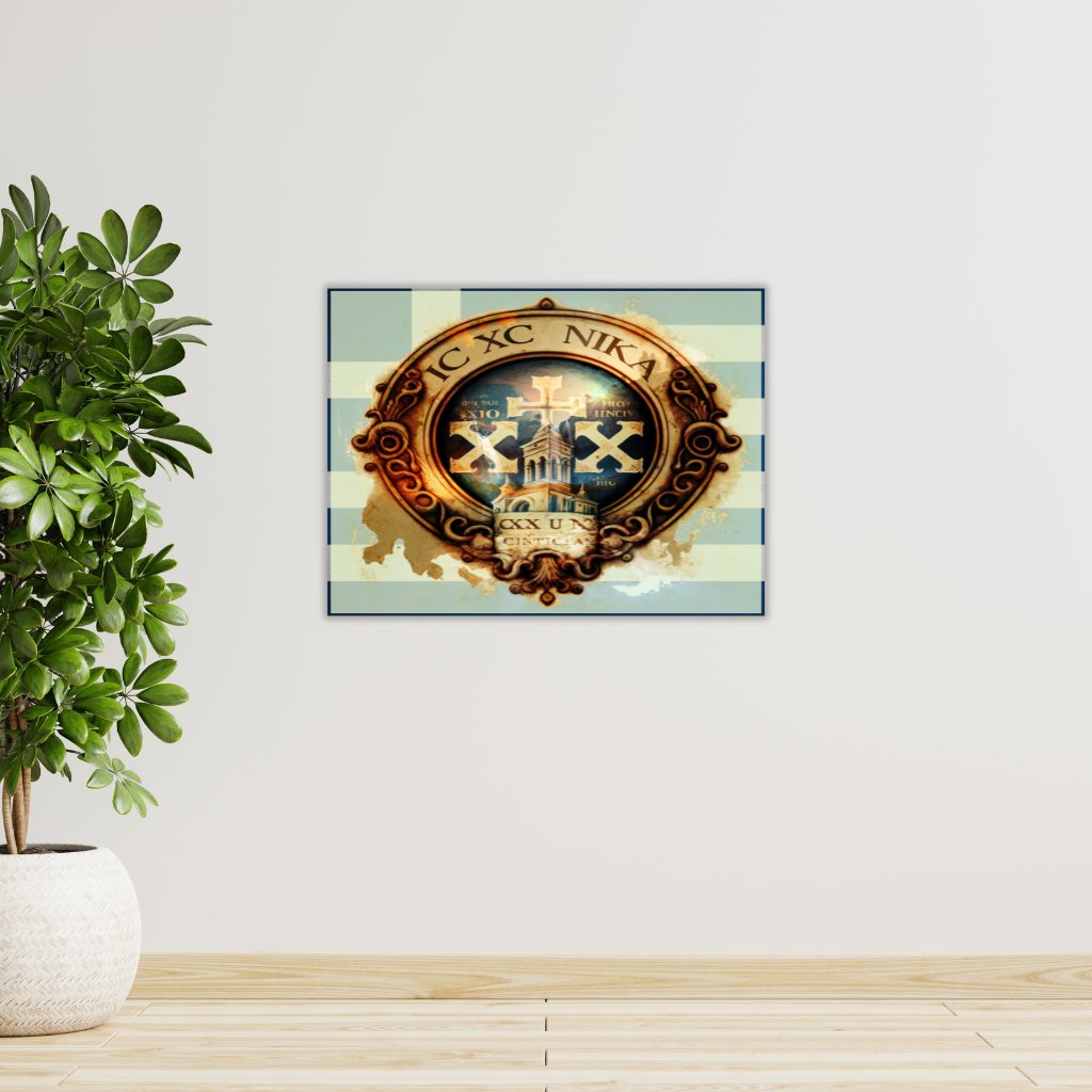 „IC XC NIKA“ Metallwandbild Kirche & Kreuz – Griechisch-christliches Erbe - Image 3