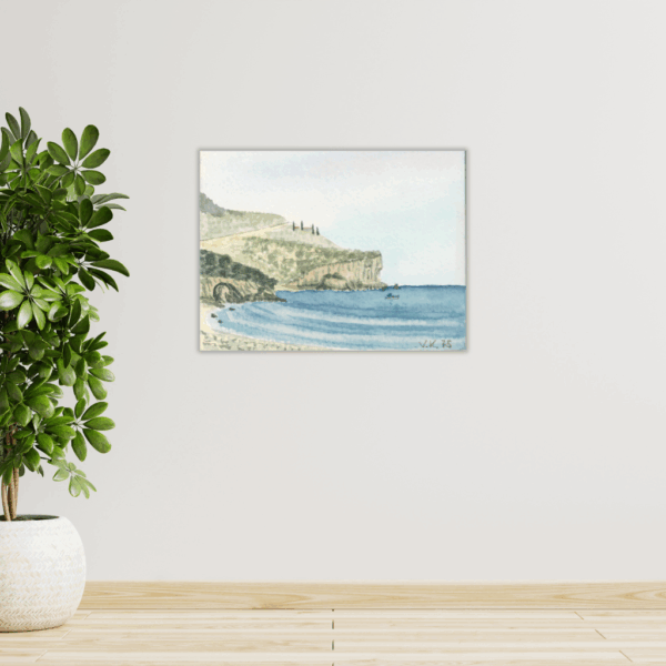 Metallwandbild Livadi Beach Thassos – Griechische Küstenszene im Vintage-Stil - Image 3
