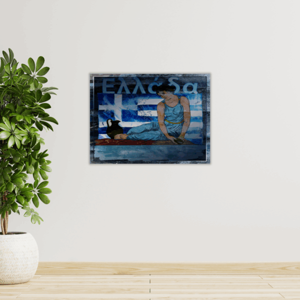 Griechische Frau & Flagge – Metallwandbild – Inspiration aus dem antiken Griechenland - Image 2