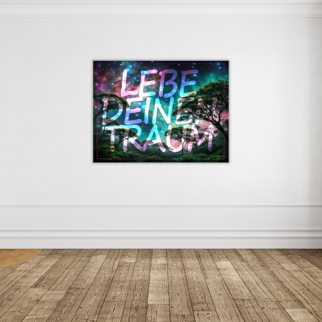 : "Lebe deinen Traum" Galaxie-Wald Metall-Wandbild – Kosmische Traumlandschaft - Image 3