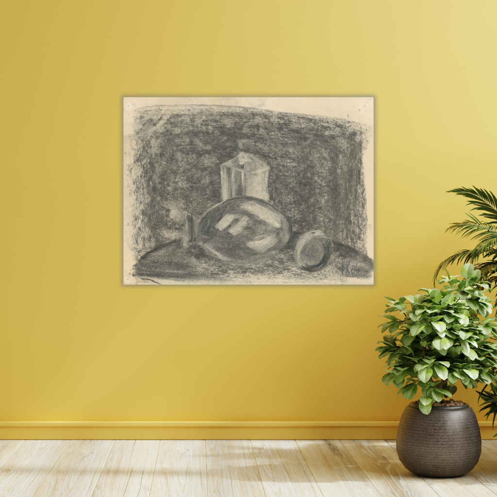 „Shadowed Depths“ – Vintage-Tuschezeichnung 1984, Metallwandbild - Image 4