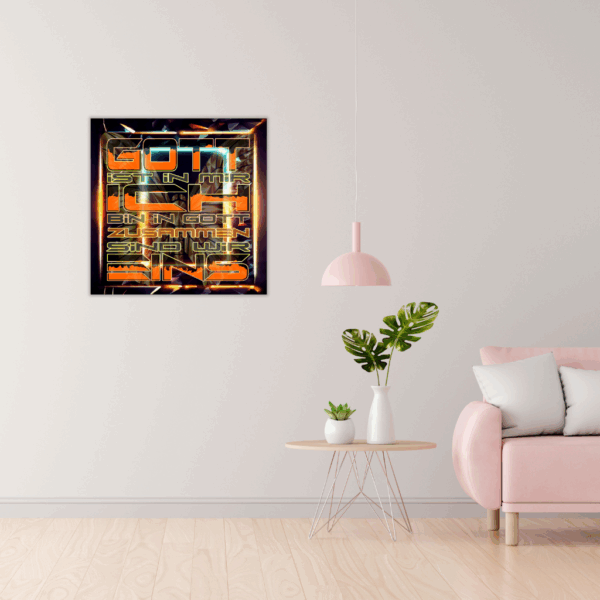 Gott, ich bin eins, Neon-Metall-Wandbild – Inspirierendes abstraktes Dekor - Image 2