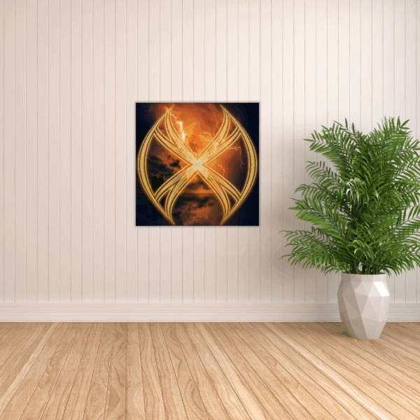 Golden X Darkstorm Metallwandbild – Abstraktes Donnerdekor - Image 2