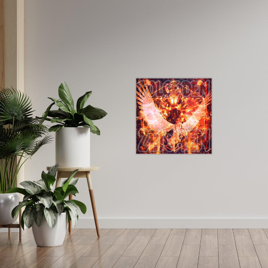 „Engelszeichen Goldfeuer“ – Himmlisches Strahlen – Metallwandbild – Feuriges spirituelles Dekor - Image 2