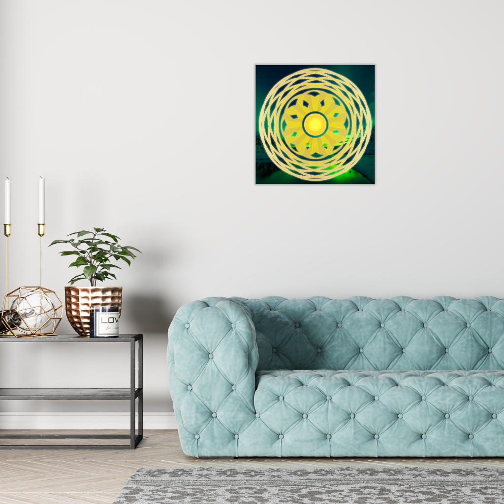 „Energie-Sonnenschutzsymbol“ – Kosmisches Mandala-Wandbild aus Metall – Lebendiges Universum-Dekor - Image 3