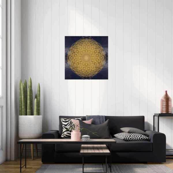 „Blume des Lebens Mandala“ – Goldenes Universalsymbol Metallwandbild – Kosmische Geometrie - Image 4