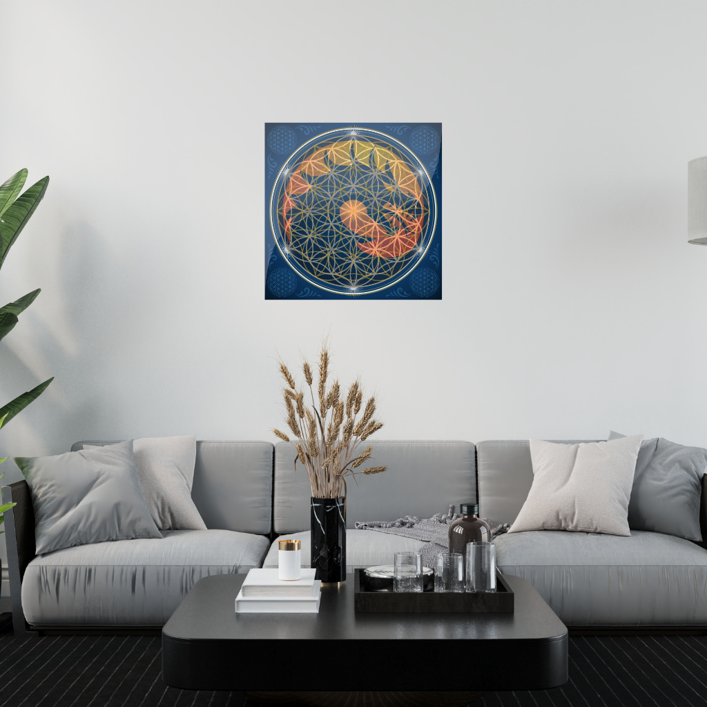 „Blume des Drachenlebens“ – Metallwandbild mit Heiliger Geometrie – Himmlische Harmonie - Image 4