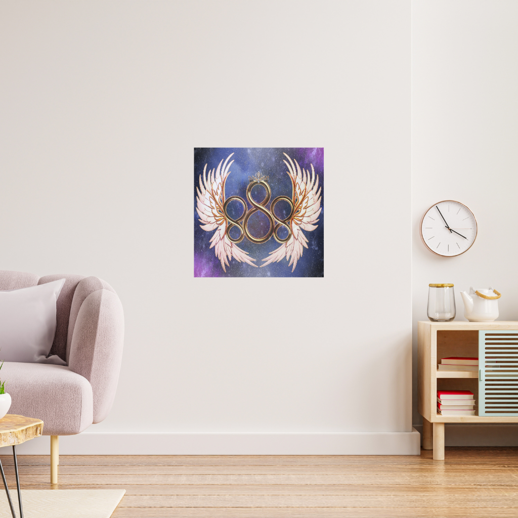 „888 Flügel der Hoffnung“ – Metallwandbild mit kosmischer Engelszahl – Unendlichkeitssymbol mit Krone und Flügeln - Image 4