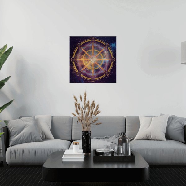 Metallwandbild „Ornate Swirl Sun“ – Abstraktes, goldenes Strahlen - Image 3
